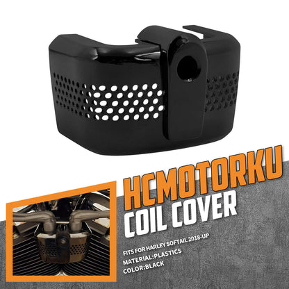 CNC Plastic Ignition Coil Cover Black Fit For Harley Softail Fat Boy Bob 2018-UP | HCmotorku