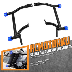 Saddlebags Guards Bars with Blue Slider Bolt Cap For Harley Touring Street Glide '09-'25  | HCmotorku