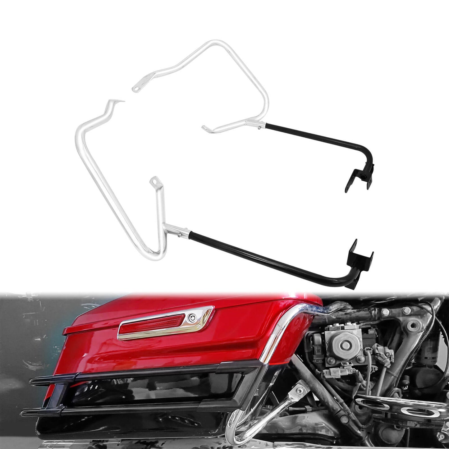 Saddle bags Guard & Support Bracket Set Chrome For Harley Touring 2014-2023 | HCmotorku