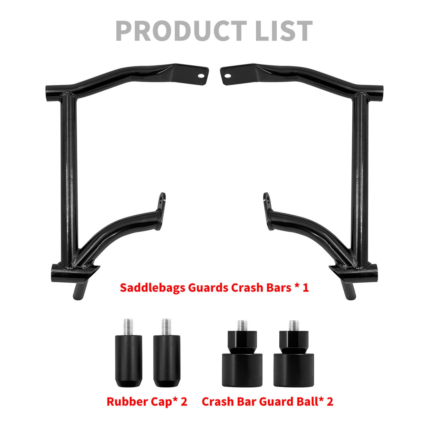 Crash Bars 2* Rubber 2* Black Slider Bolt Cap Saddlebags Guards For Harley Touring Road Street Glide 2009-2023 | HCmotorku