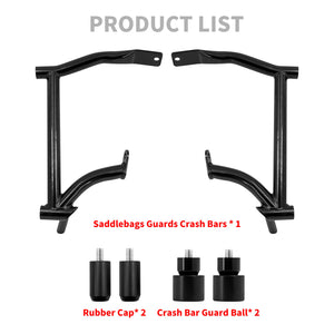 Crash Bars 2* Rubber 2* Black Slider Bolt Cap Saddlebags Guards For Harley Touring Road Street Glide 2009-2025 | HCmotorku