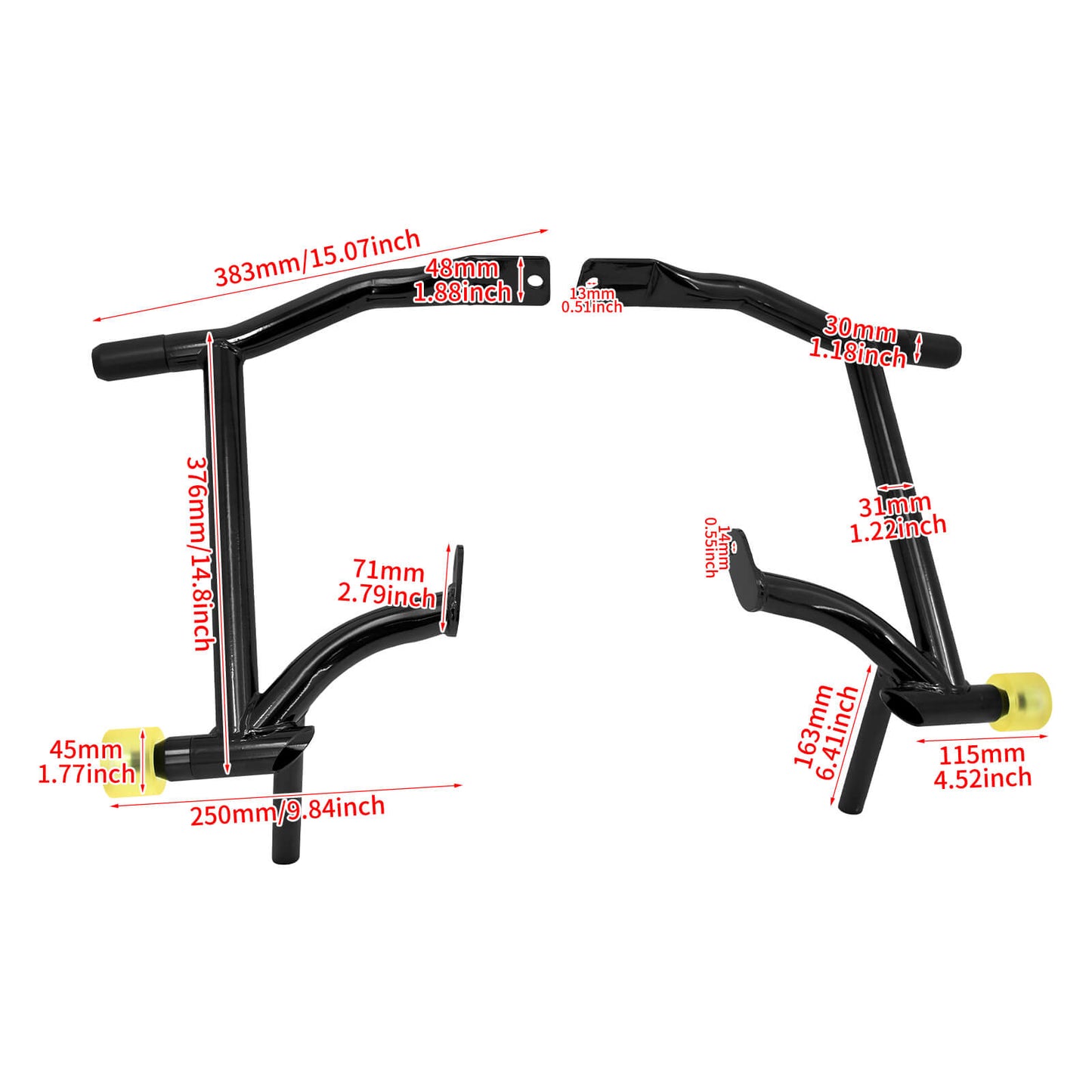 Crash Bars 2* Rubber 2* Yellow Slider Bolt Cap Saddlebags Guards For Harley Touring Road Street Glide 1997-UP | HCmotorku