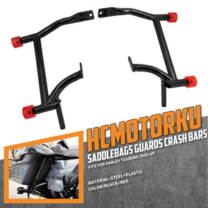 Crash Bars 4* Red Slider Bolt Cap Saddlebags Guards For Harley Touring Road Street Glide 2009-2025 | HCmotorku