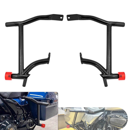 Saddlebag Guard Crash Bars with Red Rollers For Harley Touring 2009-2024 | HCmotorku