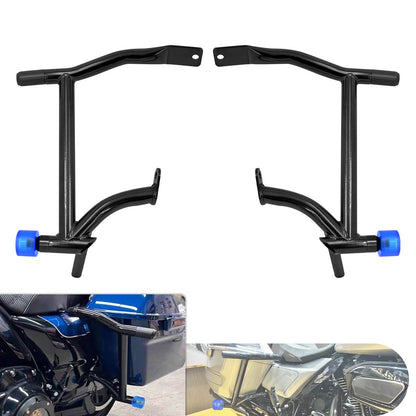 Saddlebag Guard Crash Bars with Blue Wheels For Harley Touring 2009-2024 | HCmotorku