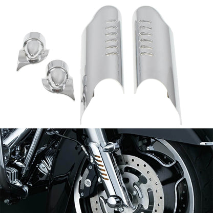 Lower Fork Leg Cover Deflectors Shields Chrome For Harley Touring FLHT 2000-2013 | HCmotorku