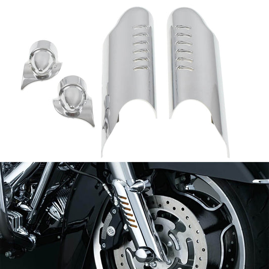 Lower Fork Leg Cover Deflectors Shields Chrome For Harley Touring FLHT 2000-2013 | HCmotorku