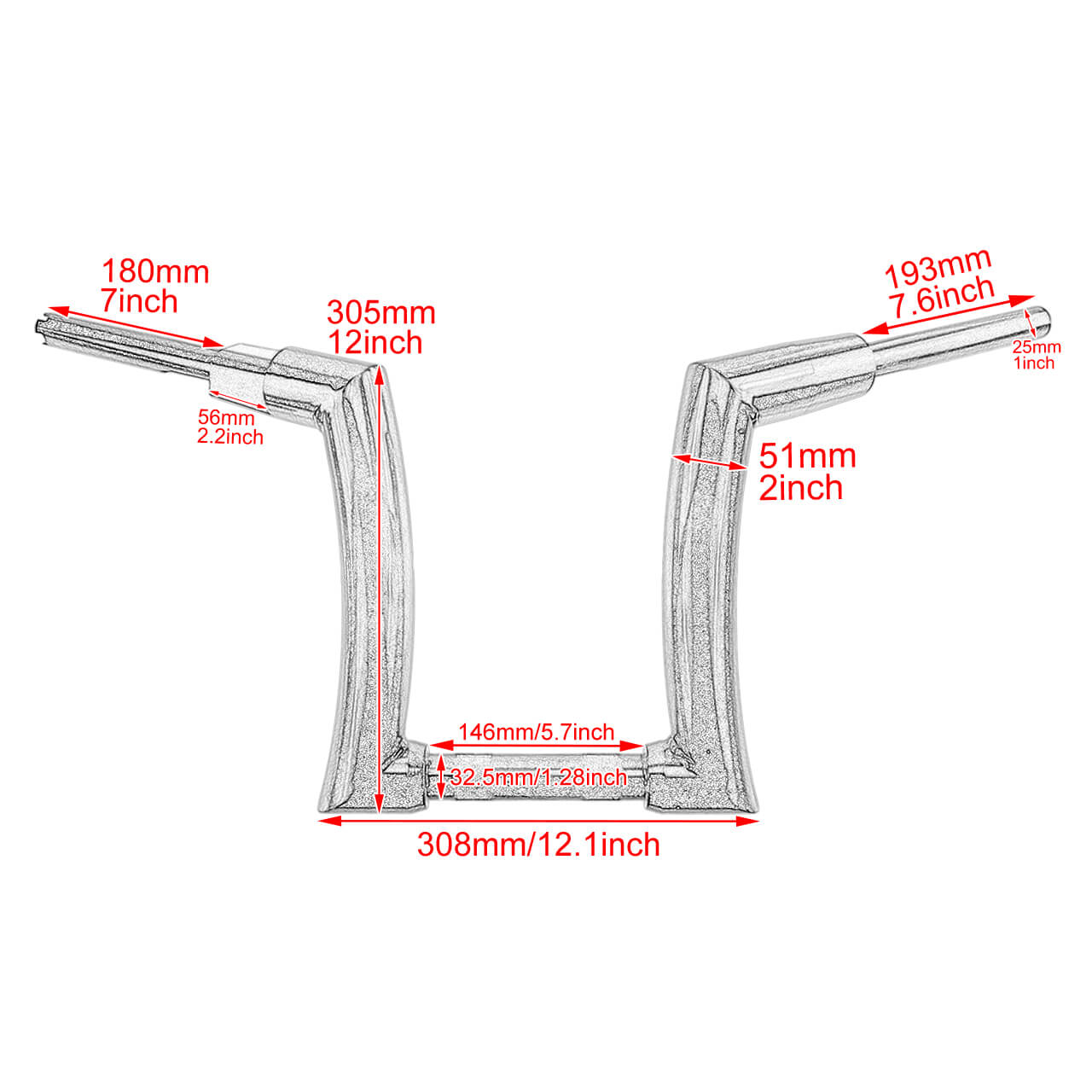 12" Rise Ape Hanger Handlebar 2" Z Drag Bar for Harley Softail Dyna Sportster Touring | HCmotorku