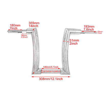 14” Rise Handlebar 1.25” Z Drag Bar Fit Harley Touring Softail Dyna Sportster | HCmotorku