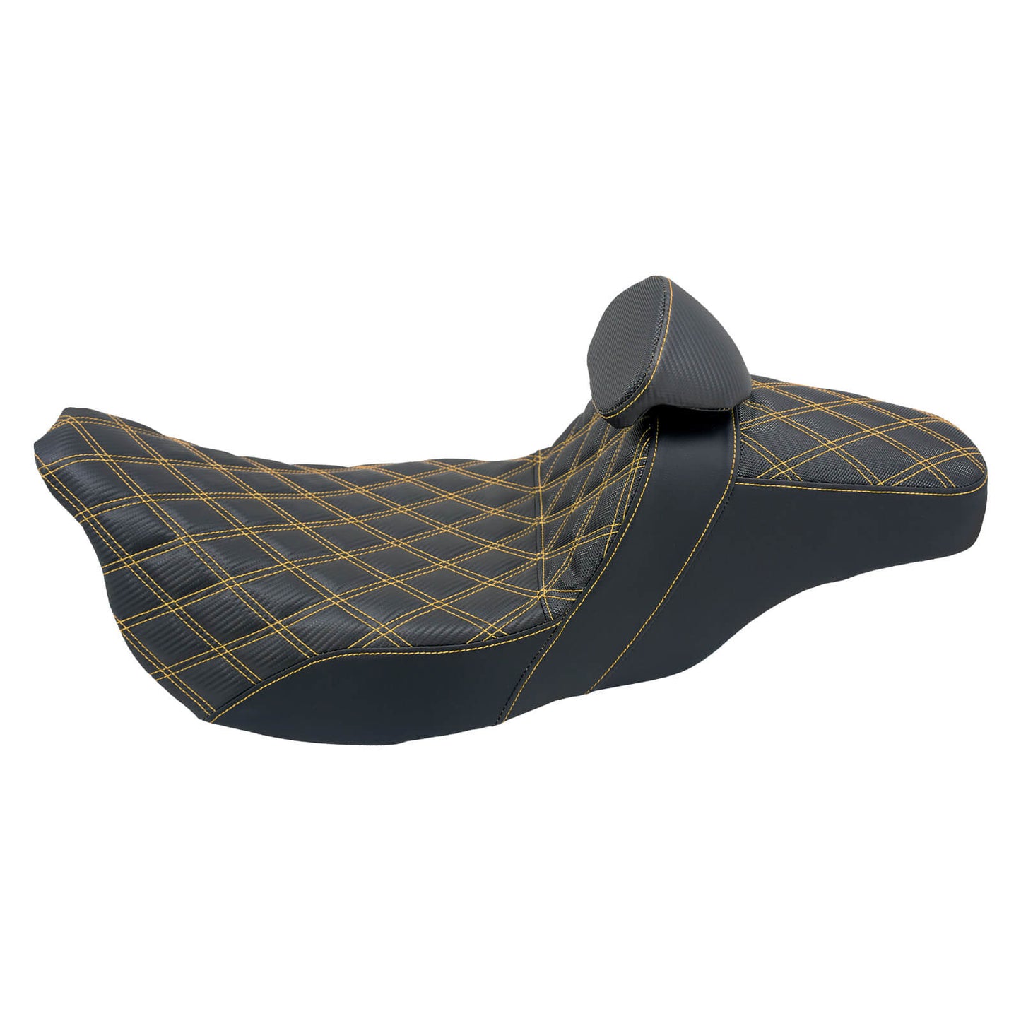 Driver & Passenger Seat w/ Backrest Gold Yellow Stitching For Harley Touring 2009-2023 | HCmotorku