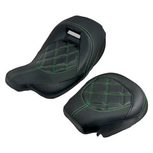 Low Profile Driver Passenger Pillion Seat Green Fit For Haley Touring 2009-2023 | HCmotorku