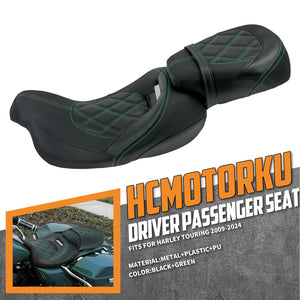 Low Profile Driver Passenger Pillion Seat Green Fit For Haley Touring 2009-2023 | HCmotorku