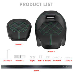 Low Profile Driver Passenger Pillion Seat Green Fit For Haley Touring 2009-2023 | HCmotorku