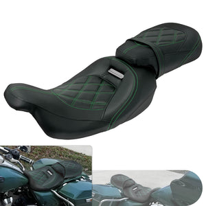 Low Profile Driver Passenger Pillion Seat Green Fit For Haley Touring 2009-2023 | HCmotorku
