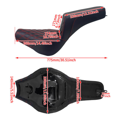 Bevel Two-Up Seat Driver Passenger Red Line Fit for Harley Softail 2018-2025 | HCmotorku