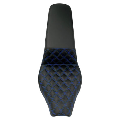 Bevel Two-Up Seat Driver Passenger Blue Line Fit for Harley Softail 2018-2025 | HCmotorku