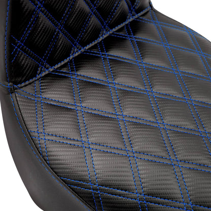 Bevel Two-Up Seat Driver Passenger Blue Line Fit for Harley Softail 2018-2025 | HCmotorku