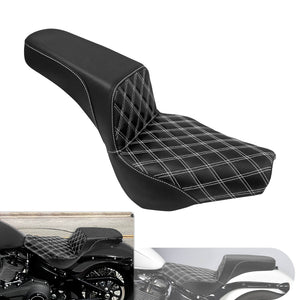 Bevel Two-Up Seat Driver Passenger White Fit for Harley Softail 2018-2025 | HCmotorku