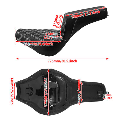 Bevel Two-Up Seat Driver Passenger White Fit for Harley Softail 2018-2025 | HCmotorku