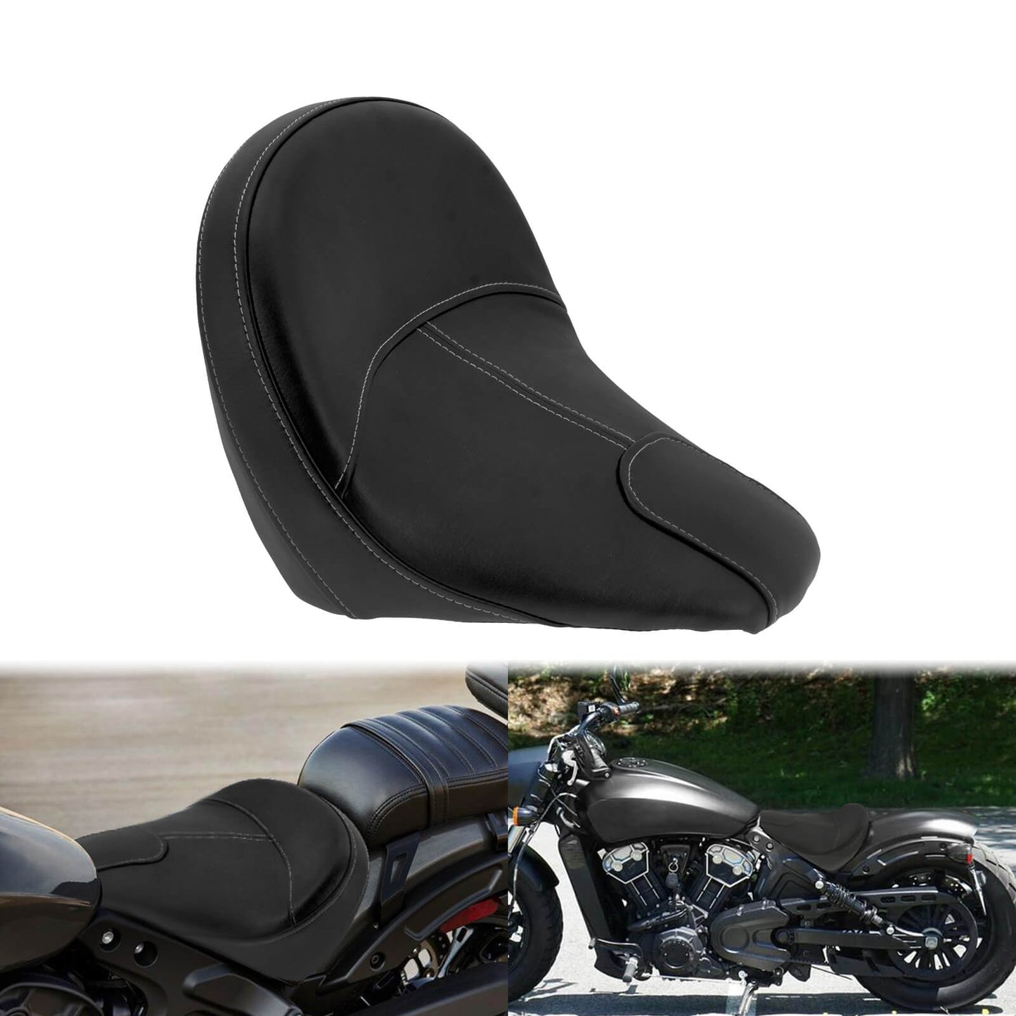 Front Driver Solo Seat Pillion Pad Black Fit For Indian Scout Sixty 2015-2020 | HCmotorku