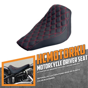 Driver Seat Front Black Solo Red Line For Harley Softail Rocker 2008-2017 | HCmotorku