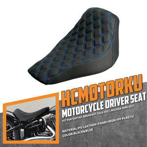 Driver Seat Front Black Solo Blue Line For Harley Softail Rocker 2008-2017 | HCmotorku