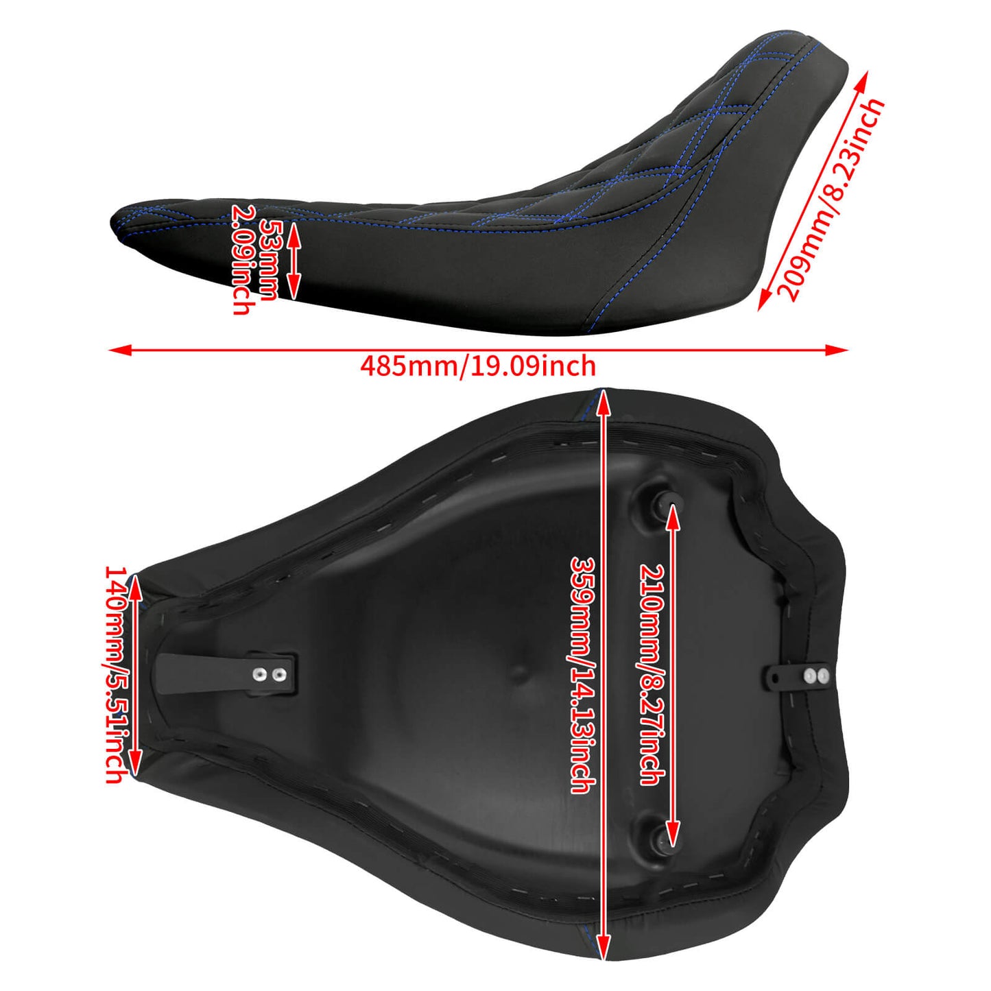 Driver Seat Front Black Solo Blue Line For Harley Softail Rocker 2008-2017 | HCmotorku