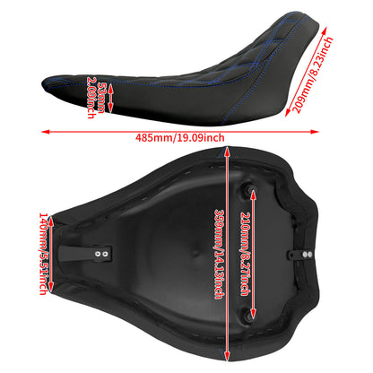 Driver Seat Front Black Solo Blue Line For Harley Softail Rocker 2008-2017 | HCmotorku