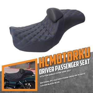 Two-Up Seat Rider Passenger Blue Line Fit For Harley Dyna 2006-2017 | HCmotorku
