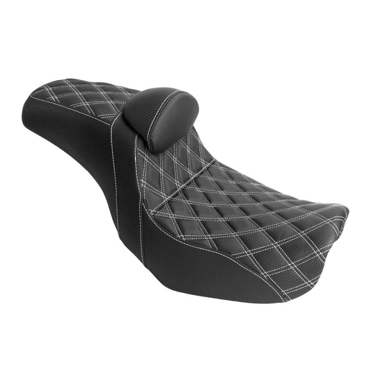 Two-Up Seat Rider Passenger White Line Fit For Harley Dyna 2006-2017 | HCmotorku
