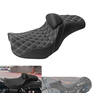 Two-Up Seat Rider Passenger White Line Fit For Harley Dyna 2006-2017 | HCmotorku