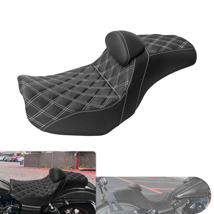 Two-Up Seat Rider Passenger White Line Fit For Harley Dyna 2006-2017 | HCmotorku