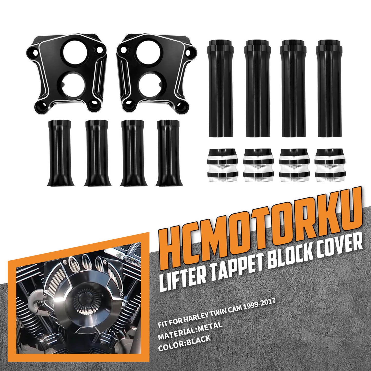 Lifter Tappet Block Cover Engine Pushrod Tube Fit For Harley Softail Dyna 1999-2017 | HCmotorku