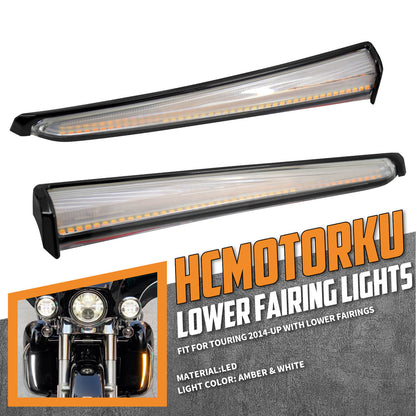 LED Lower Fairing Clear Run Turn Signal Lamps Black Fit For Harley Touring 2014-UP | HCmotorku