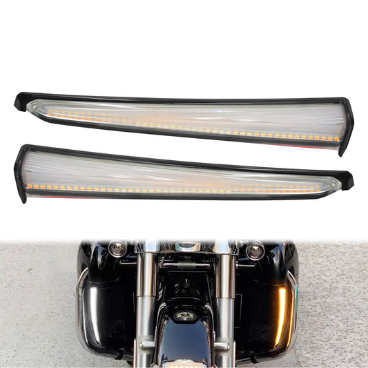 LED Lower Fairing Clear Run Turn Signal Lamps Black Fit For Harley Touring 2014-UP | HCmotorku