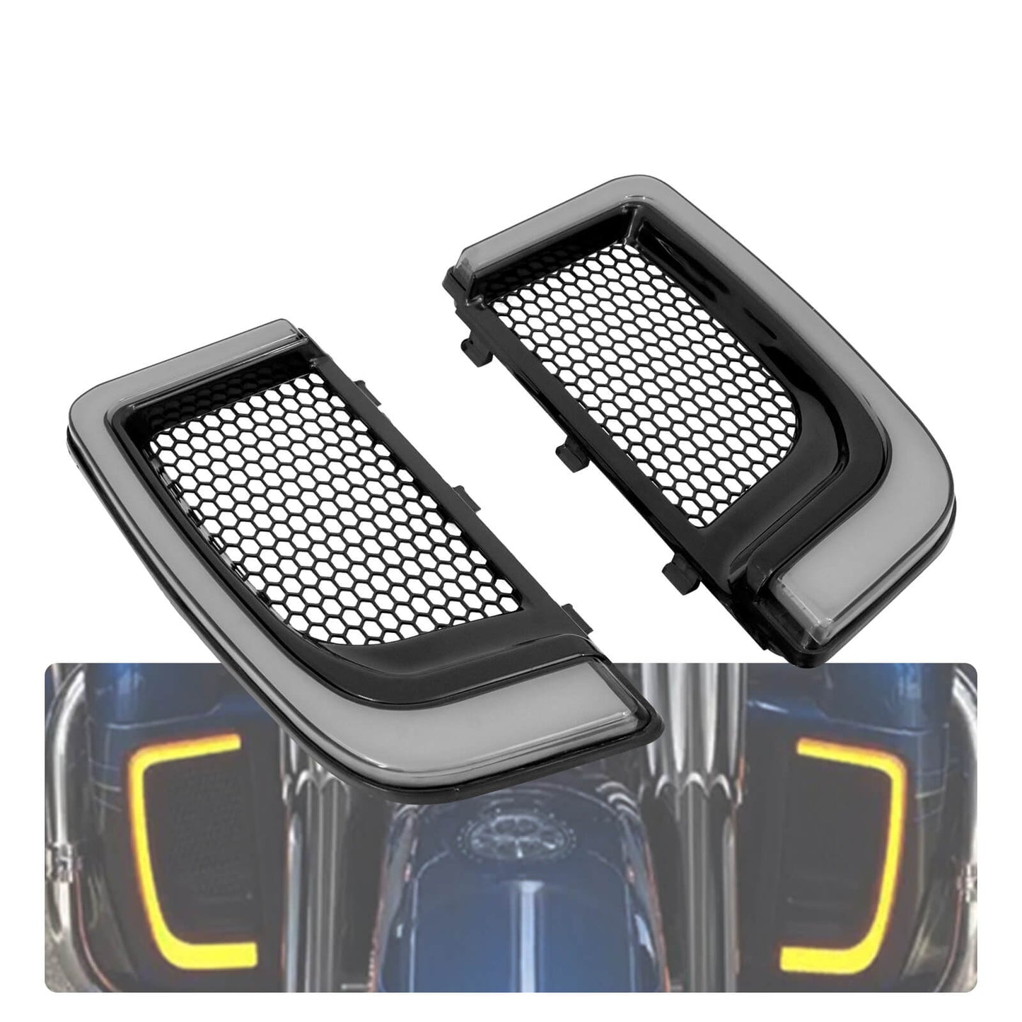 LED Fairing Lower Turn Signal Running Light Black For Harley Touring 2014-UP | HCmotorku