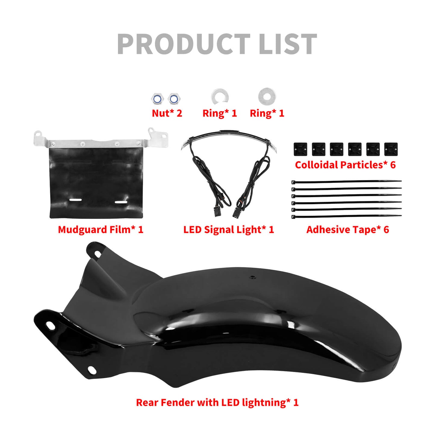 Solo Rider Seat + Rear Short Fender w/ Turn Signal Brake LED Light | HCmotorku