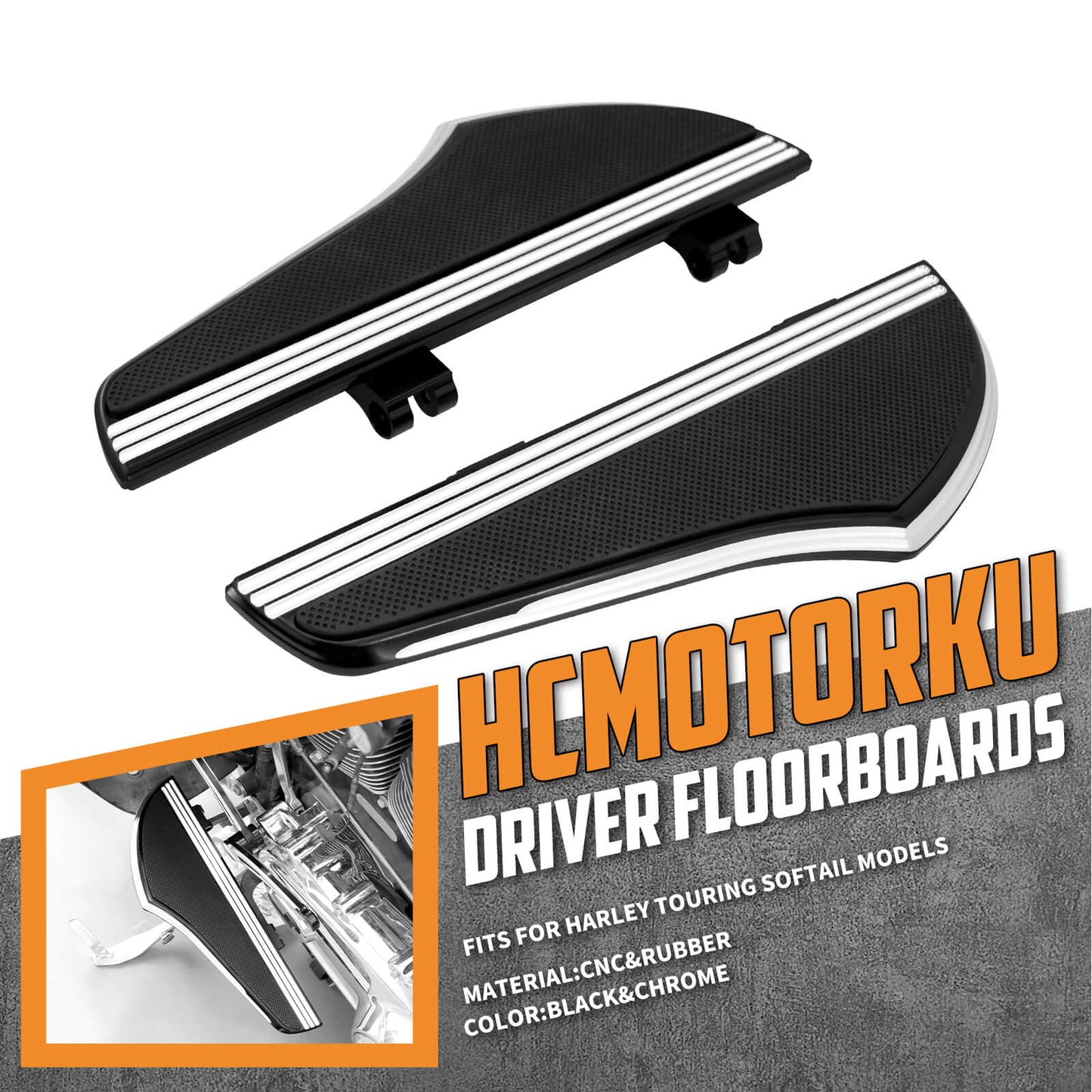 Motorcycle Rider Passenger Floorboards Set Fit for Harley Touring Sportster Softail | HCmotorku