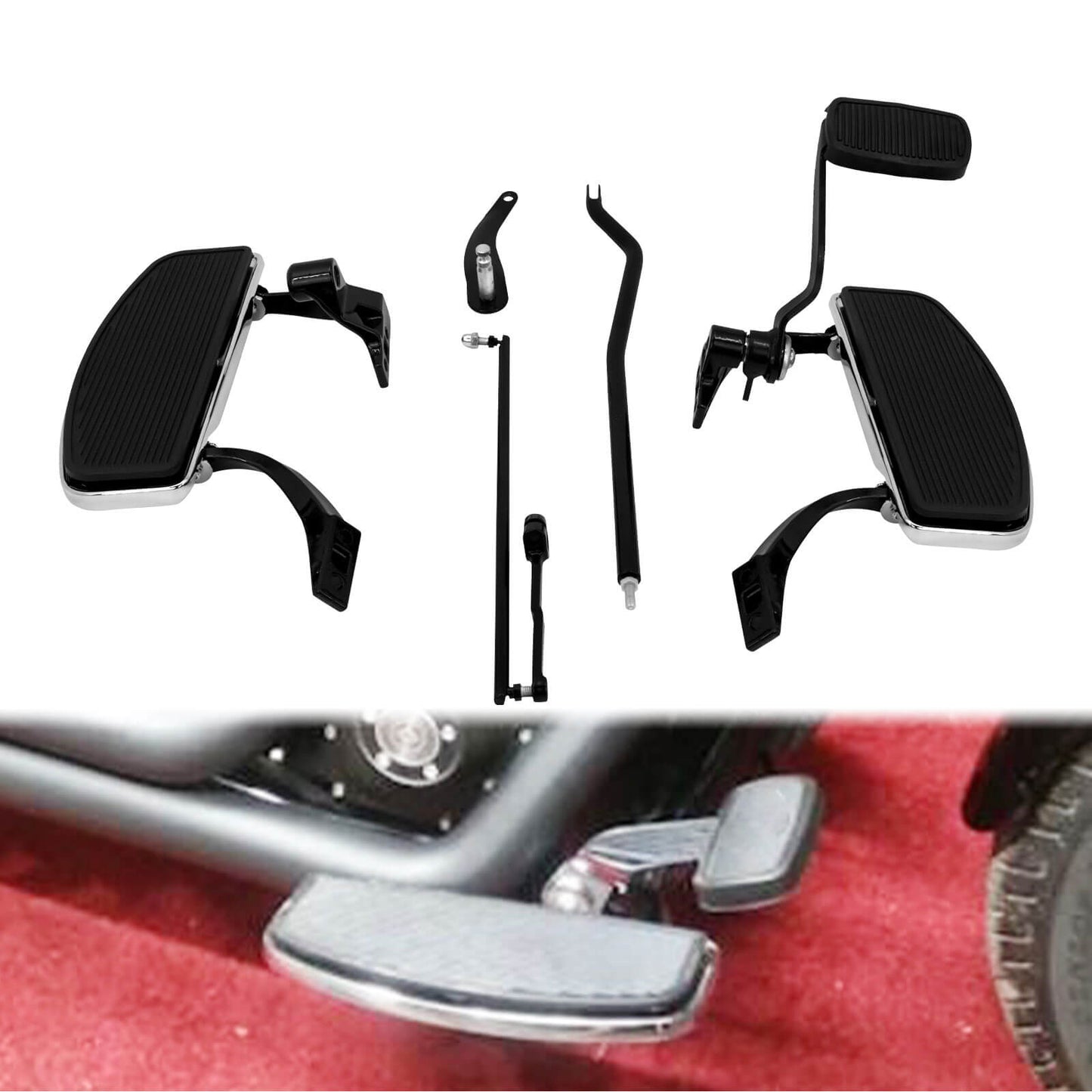 Complete Floorboards Footboards Kit Lever Pegs Fit For Harley Dyna 2006-2017 | HCmotorku