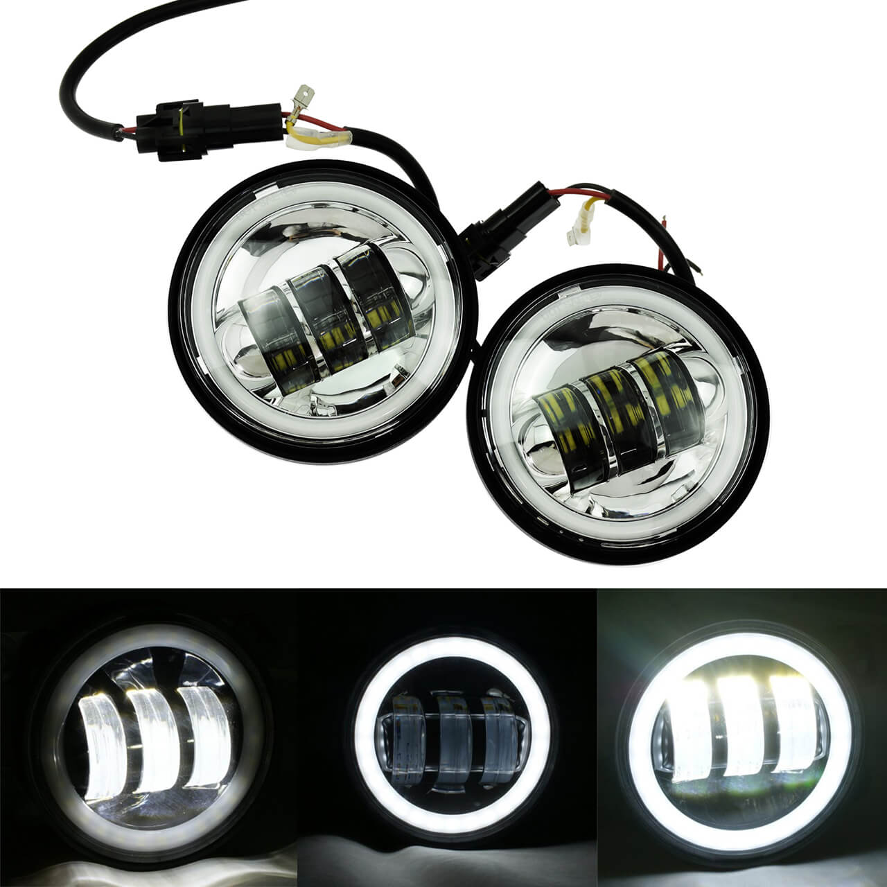 4.5" 30W LED Fog Light Passing Projector Lamps for Harley Jeep Wrangler | HCmotorku