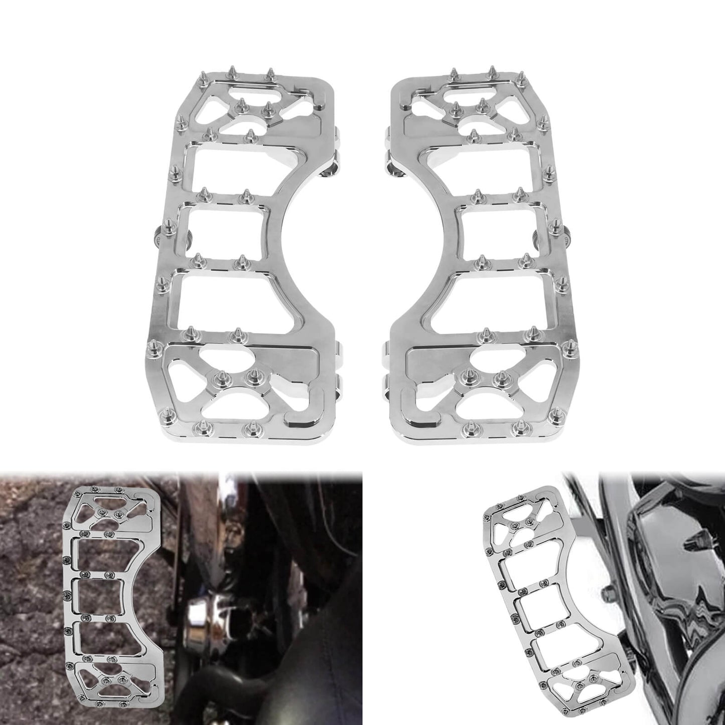 CNC Wide Foot Pegs Floorboards Set Offroad Chopper Bobber Style for Harley | HCmotorku