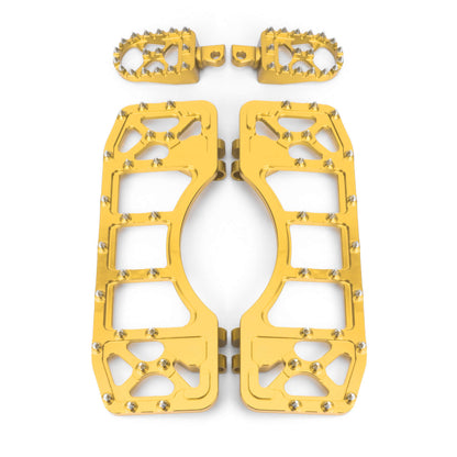 CNC Wide Foot Pegs Floorboards Set Offroad Chopper Bobber Style Gold For Harley | HCmotorku