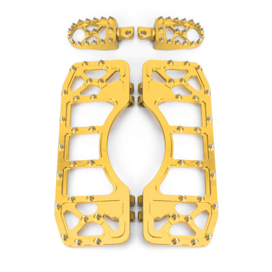 CNC Wide Foot Pegs Floorboards Set Offroad Chopper Bobber Style Gold For Harley | HCmotorku