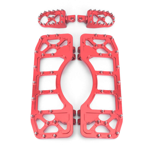 CNC Wide Foot Pegs Floorboards Set Offroad Chopper Bobber Style Red For Harley | HCmotorku