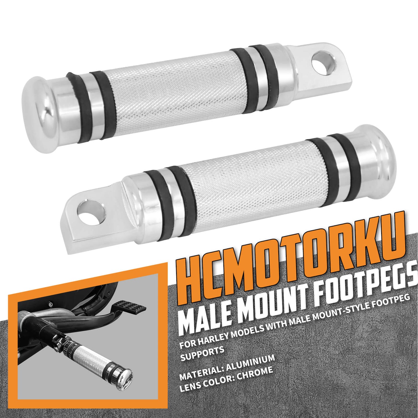 Knurled Front Rear Foot Peg Footrest Chrome Fit For Harley Touring Softail Dyna | HCmotorku