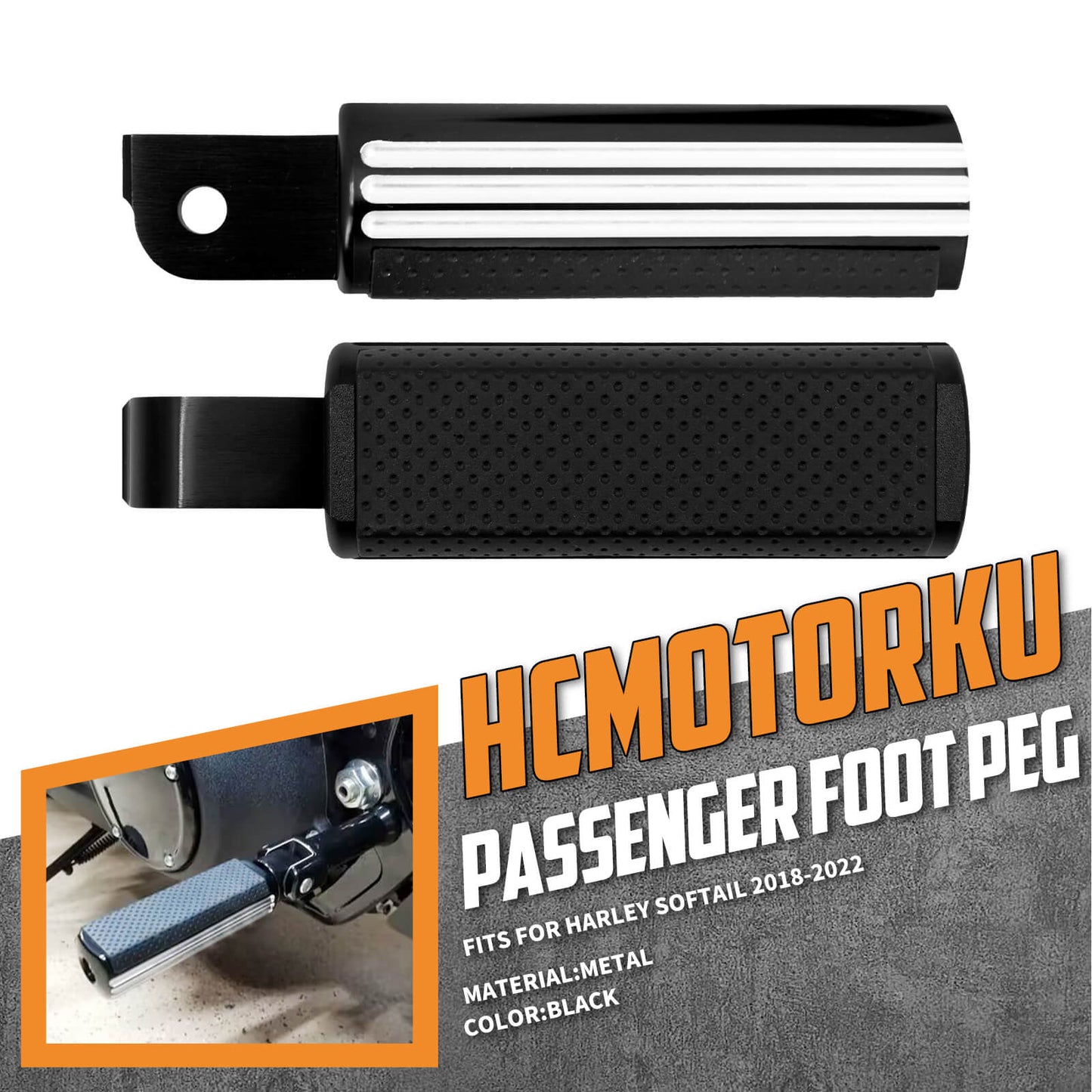 Motorcycle Passenger Foot Pegs Male Mount Fit for Harley Softail 2018-UP | HCmotorku