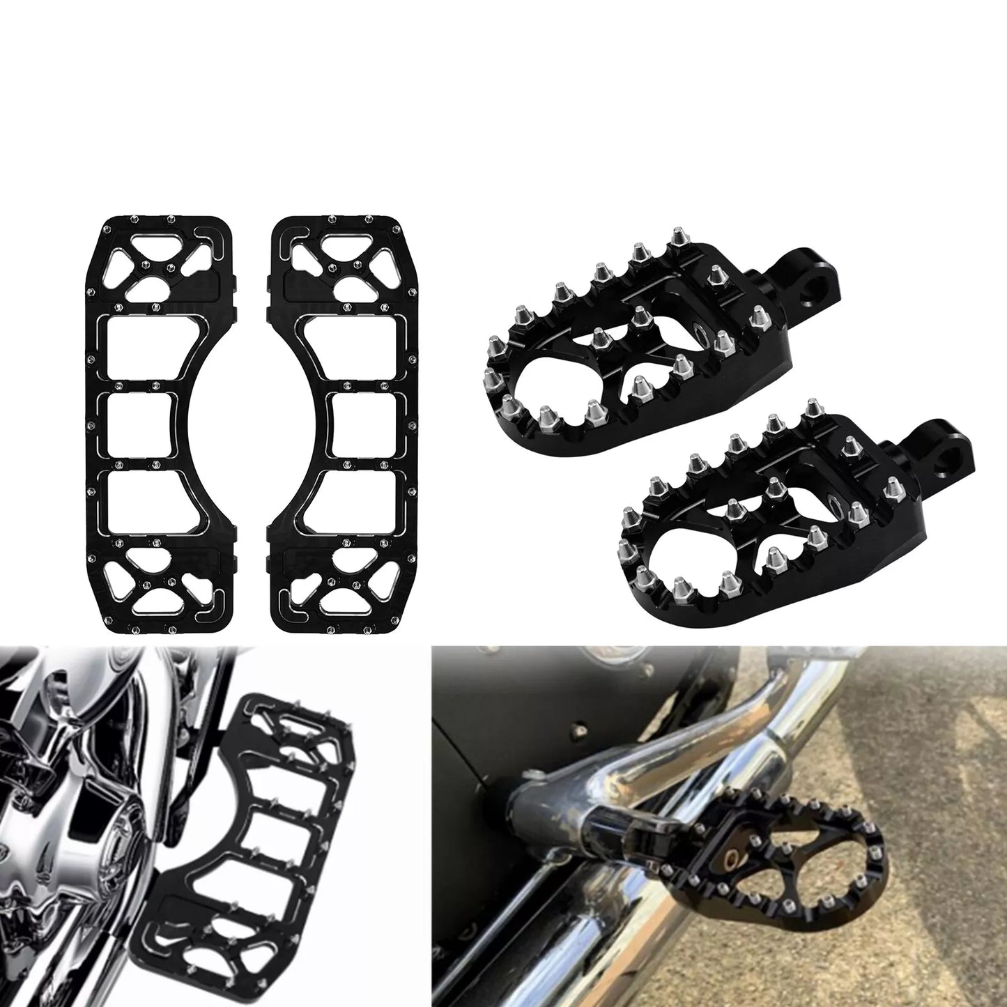 CNC Wide Foot Pegs Floorboards Set Offroad Chopper Bobber Style for Harley | HCmotorku