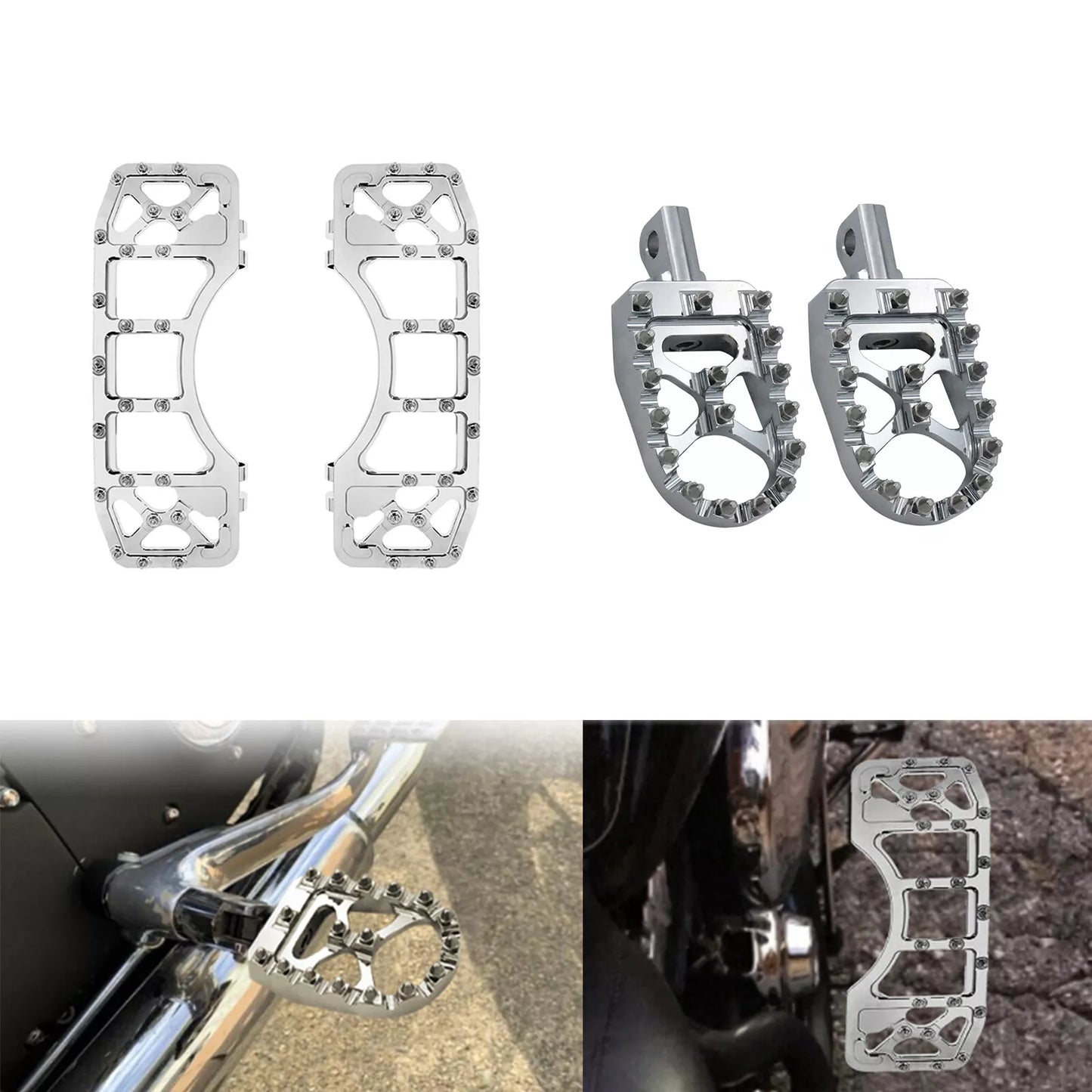 CNC Wide Foot Pegs Floorboards Set Offroad Chopper Bobber Style for Harley | HCmotorku