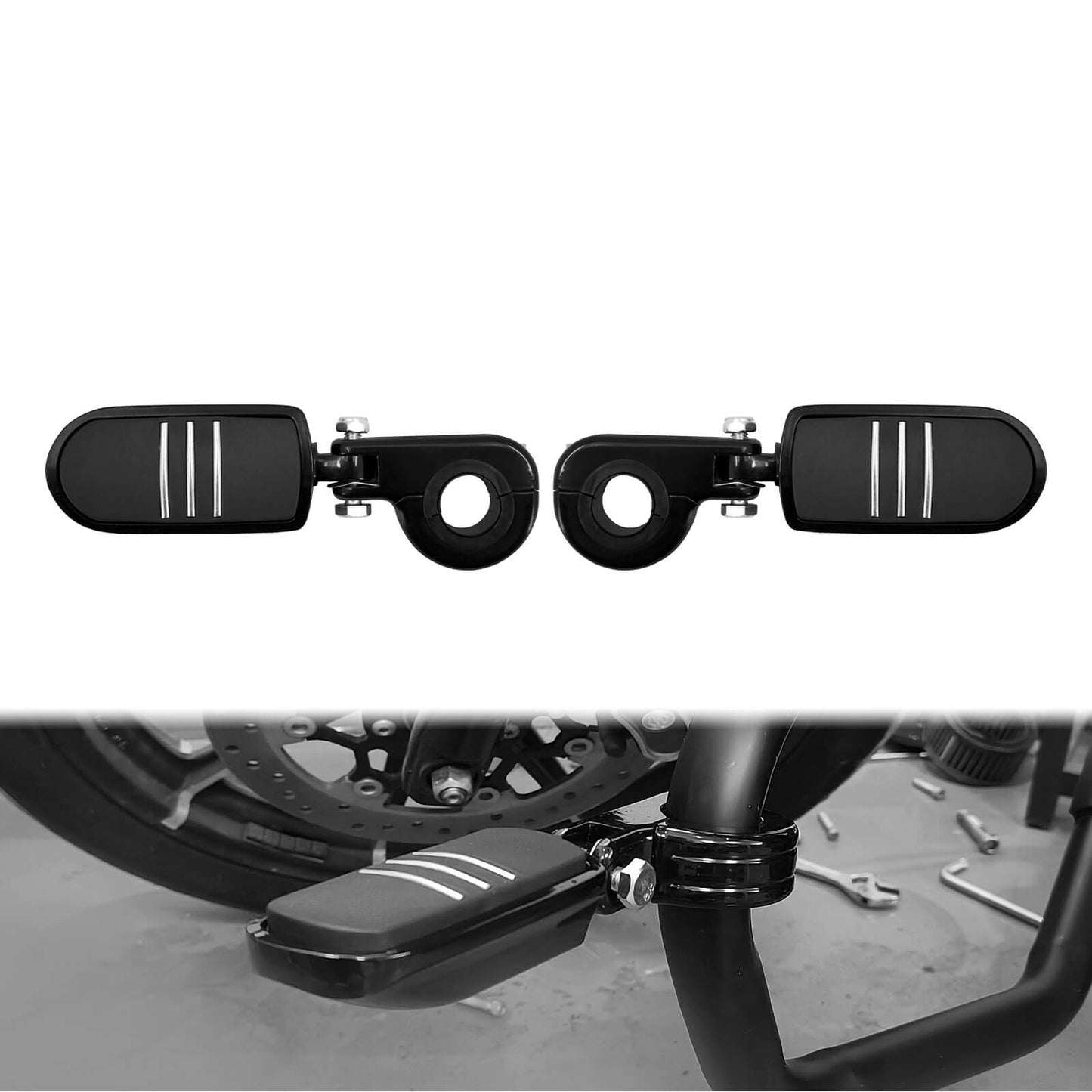 Highway Pegs Foot Rests w/ 1.25" Engine Guard Mount Black Fit For Harley Touring | HCmotorku