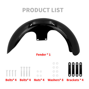 120 130/ R21 Glossy Black Wrap Front Fender Fits For Harley Touring Glides Baggers | HCmotorku